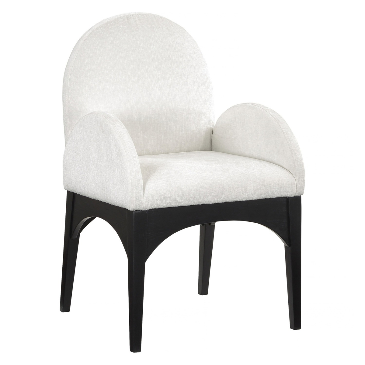 Waldorf Cream Chenille Fabric Upholstered Dining Arm Chair Set of 2
