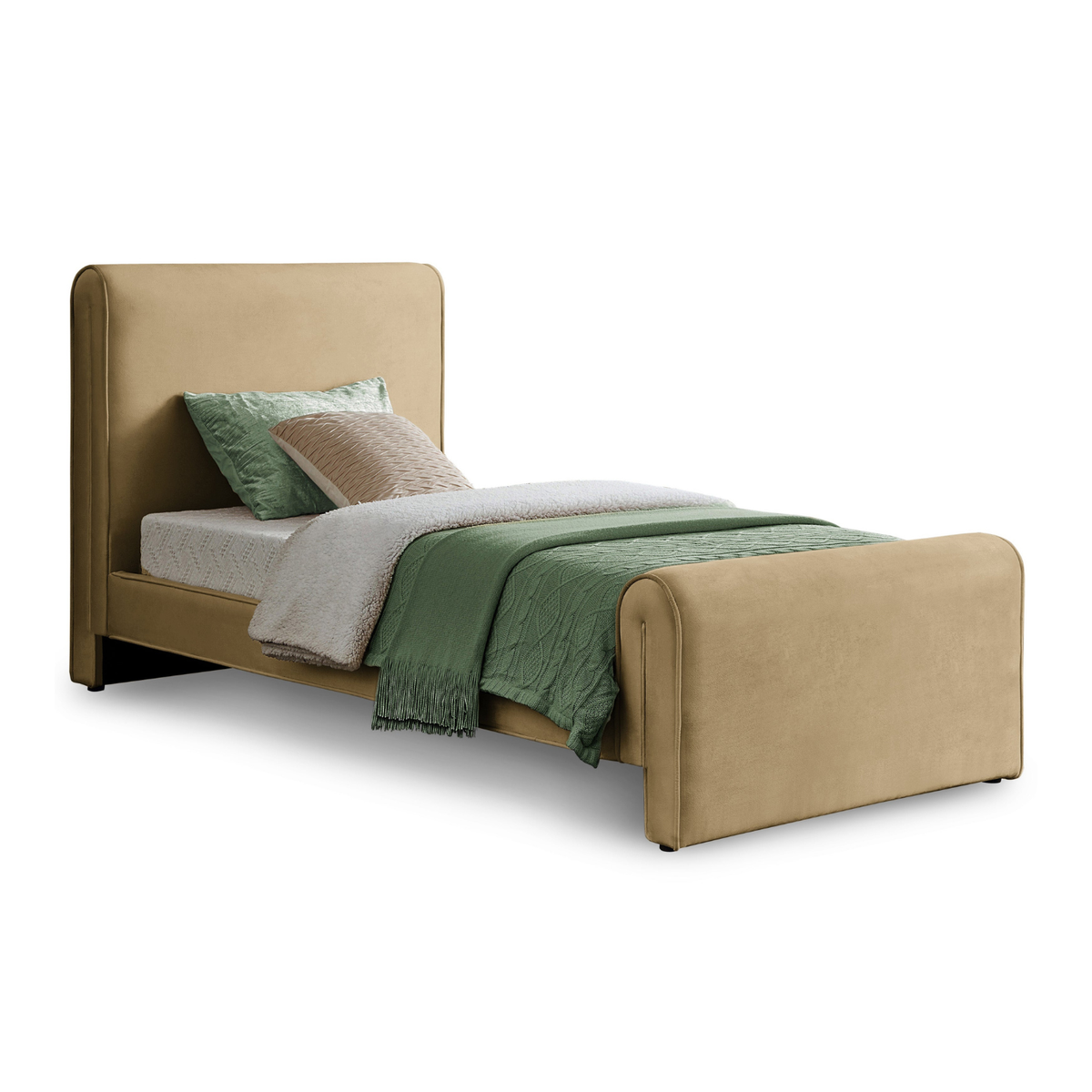 Sloan Camel Velvet Upholstered Bed