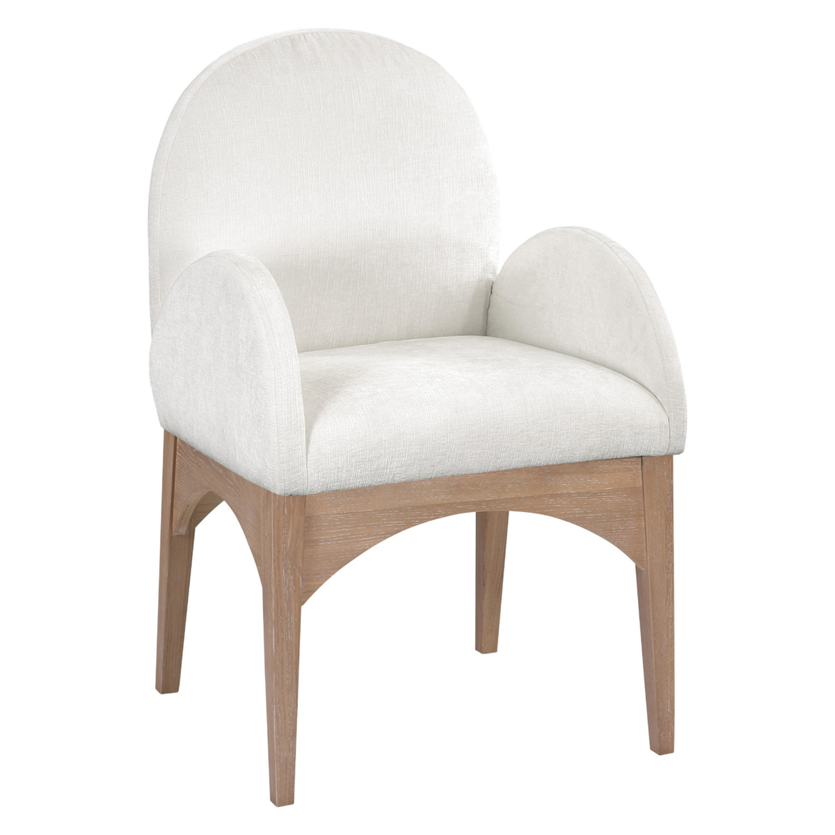 Waldorf Cream Chenille Fabric Upholstered Dining Arm Chair Set of 2