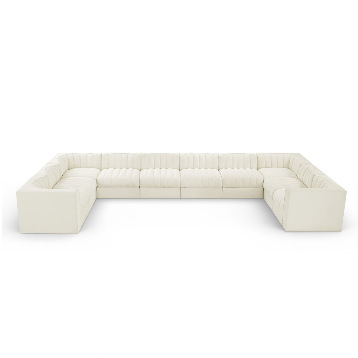 Rummi Cream Velvet Performance Fabric Upholstered 10pc. Modular Sectional, primary product view