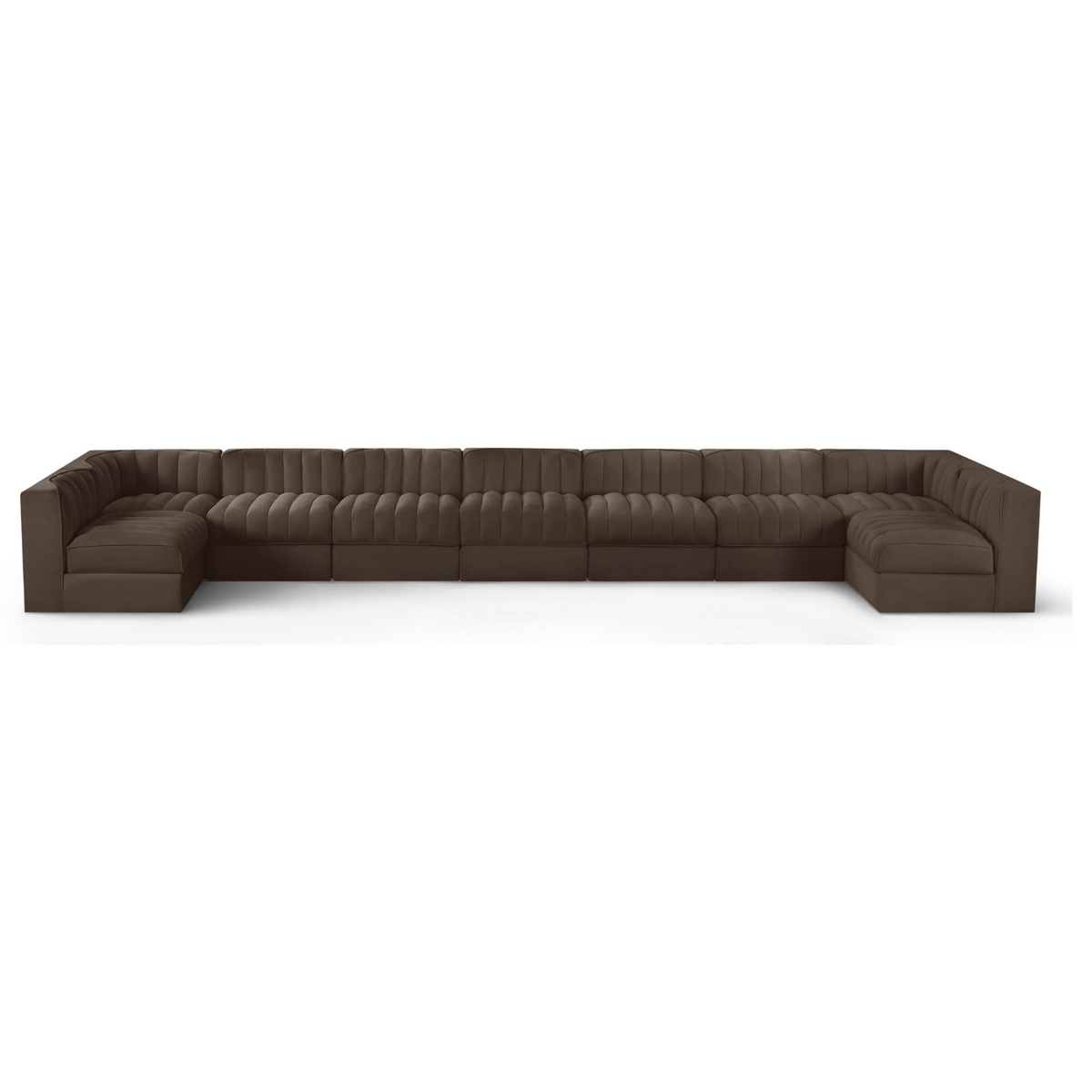 Rummi Brown Velvet Performance Fabric Upholstered 9pc. Modular Sectional, primary product view