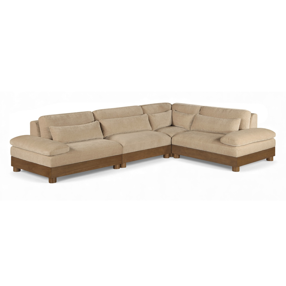 Turin 127.75in Beige Chenille Fabric Upholstered 4 Piece Modular Sectional Sofa