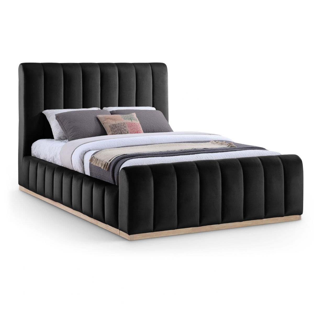 Amara Black Velvet Upholstered Bed