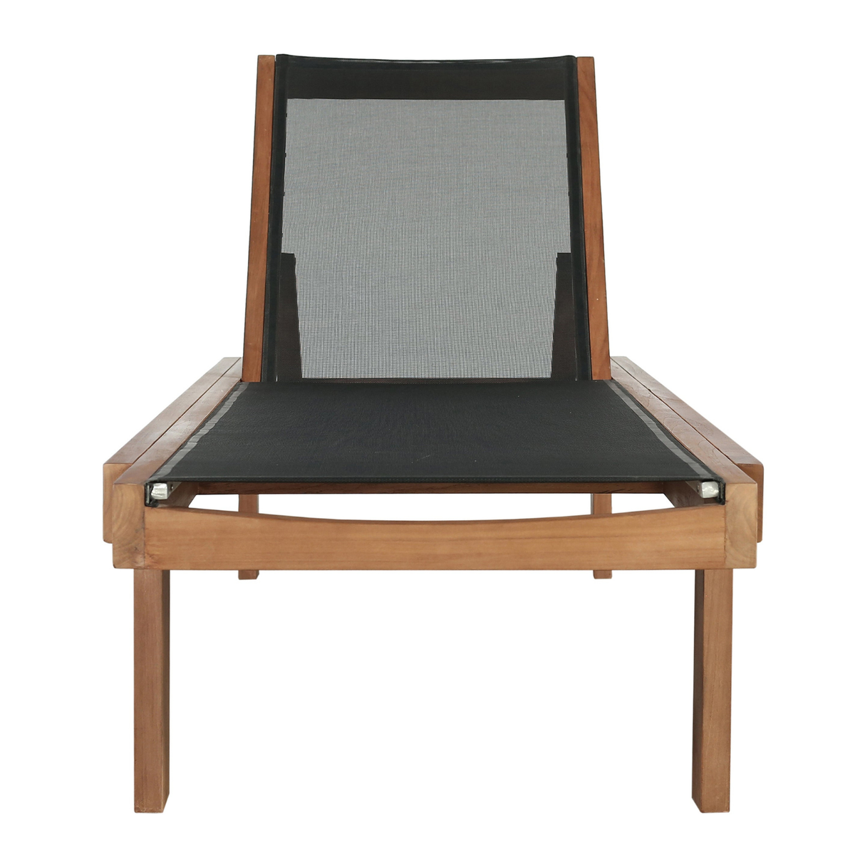 Tulum Black Adjustable Mesh Water Resistant Fabric Outdoor Patio Chaise Lounge
