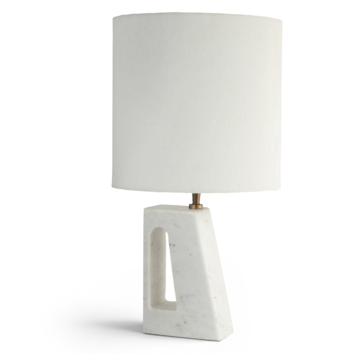 Vellum Off White Gold Genuine Marble Base And Linen Textured Fabric Shade Table Lamp