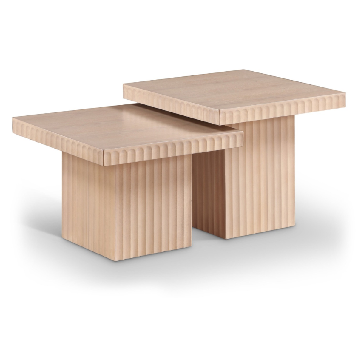 Spencer Natural Solid Wood And Oak Veneer 2 Piece Coffee Table