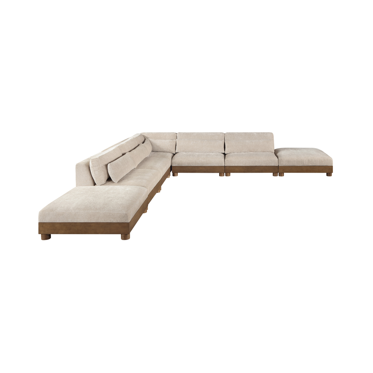 Turin 160in Taupe Chenille Fabric Upholstered 7 Piece Modular Sectional Sofa