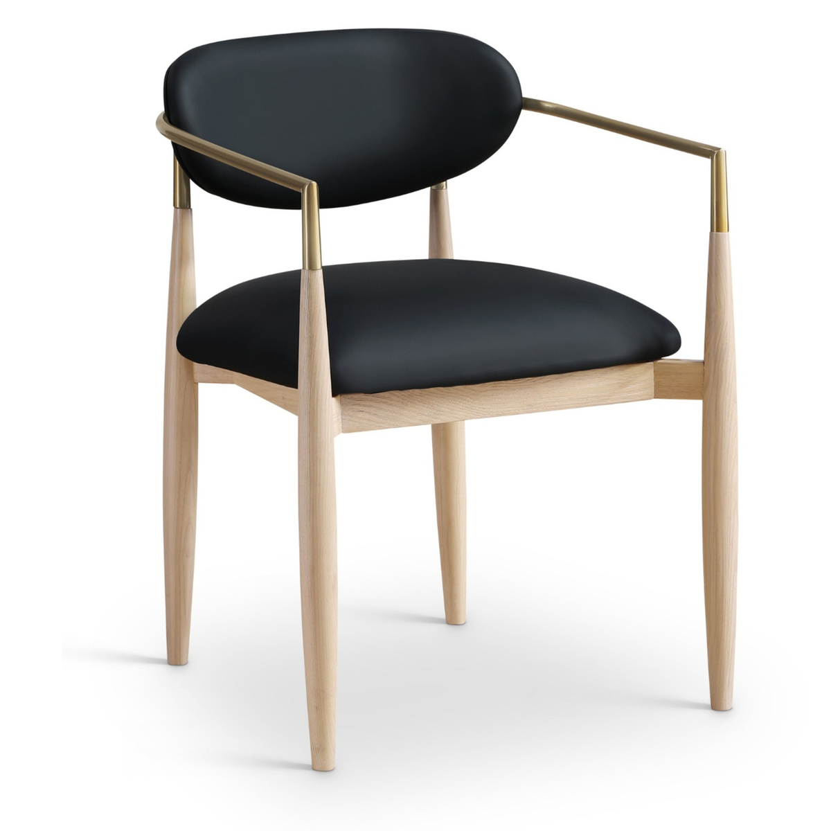 Riccio Black Vegan Leather Upholstered Dining Arm Chair, Set of 2, primary product view