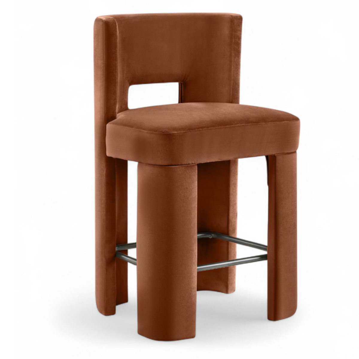 Zuno Cognac Velvet Performance Fabric Upholstered Counter Stool Set of 2