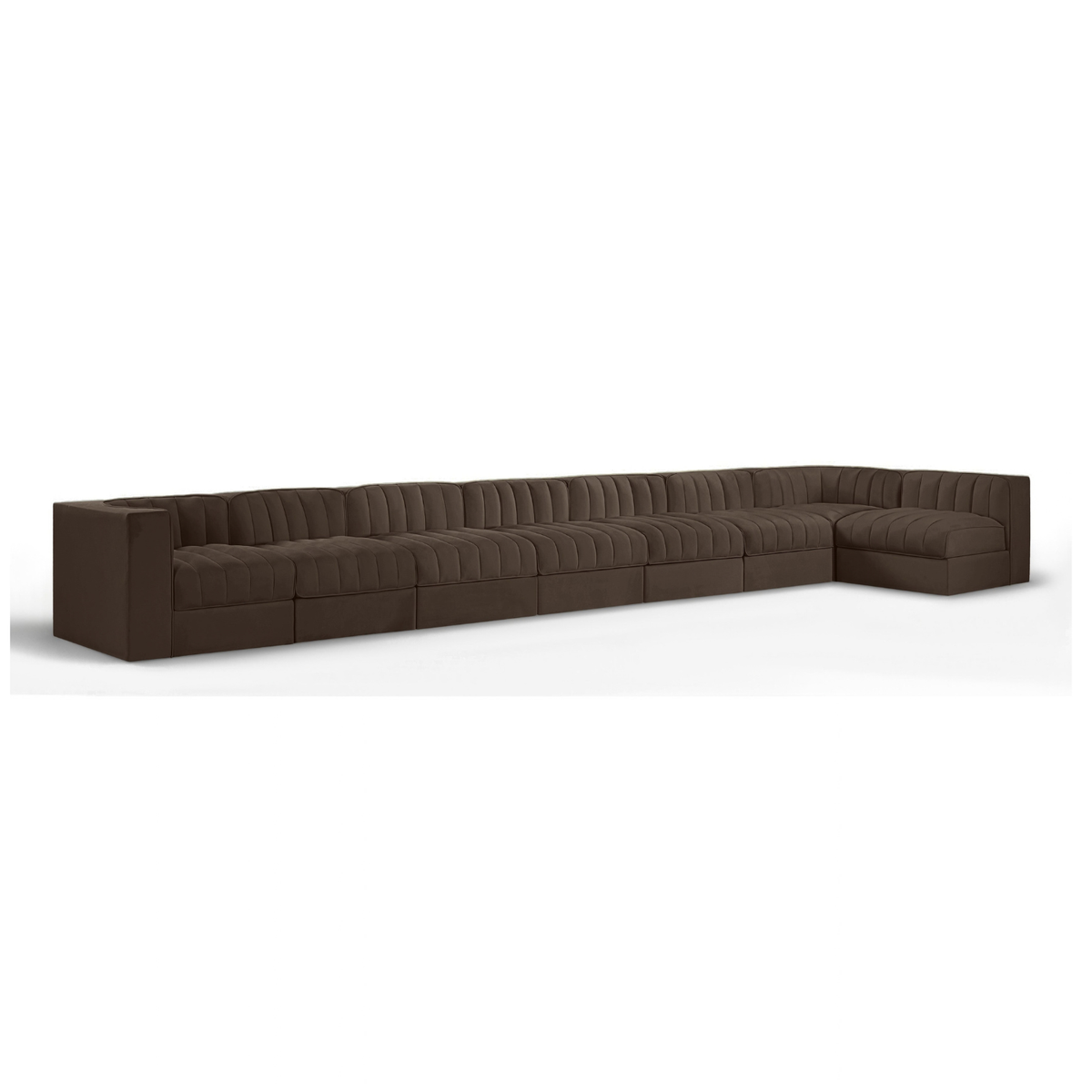 Rummi Brown Velvet Performance Fabric Upholstered 8pc. Modular Sectional, primary product view