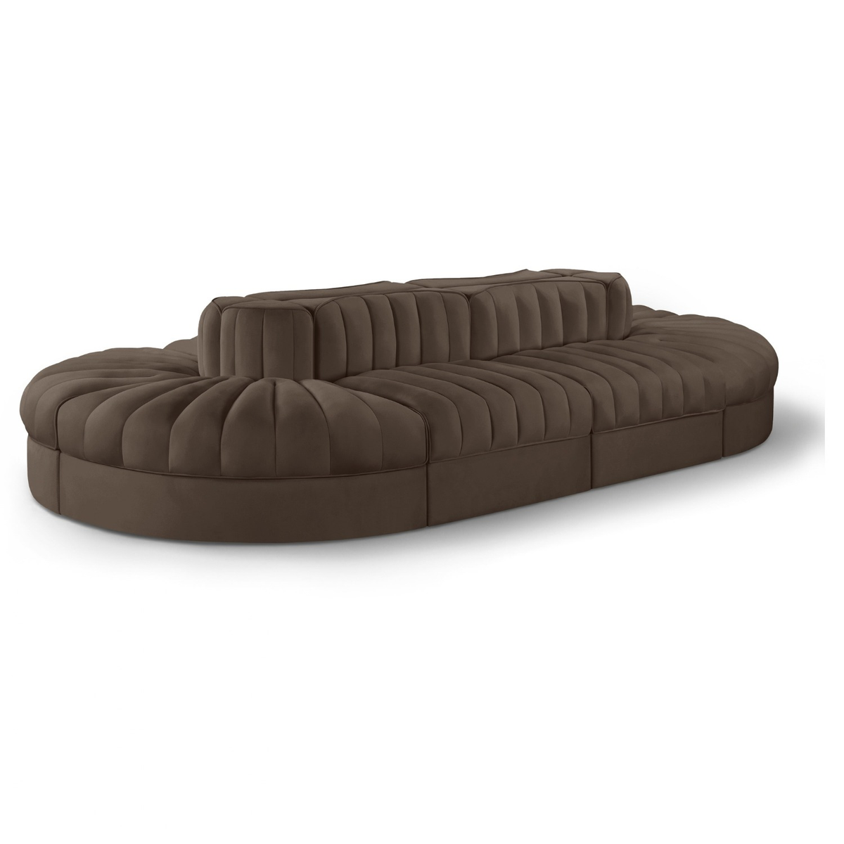 Rummi Brown Velvet Performance Fabric Upholstered 8pc. Modular Sectional, primary product view