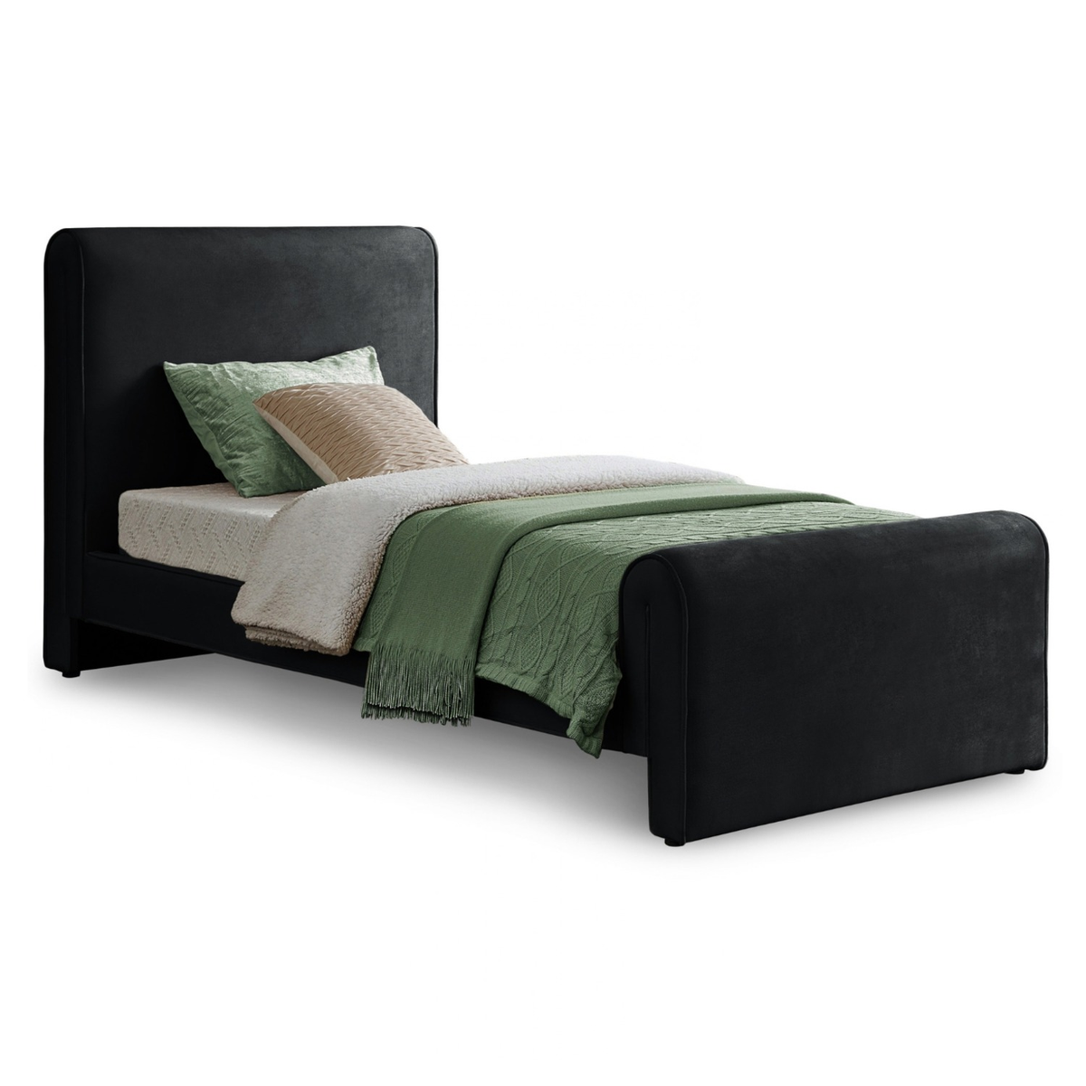 Sloan Black Velvet Upholstered Bed