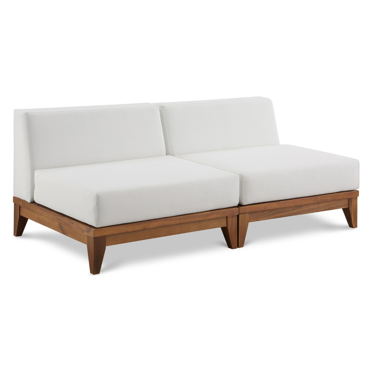 Rio 69in Off White Water Resistant Fabric Upholstered 2 Piece Modular Armless Chair