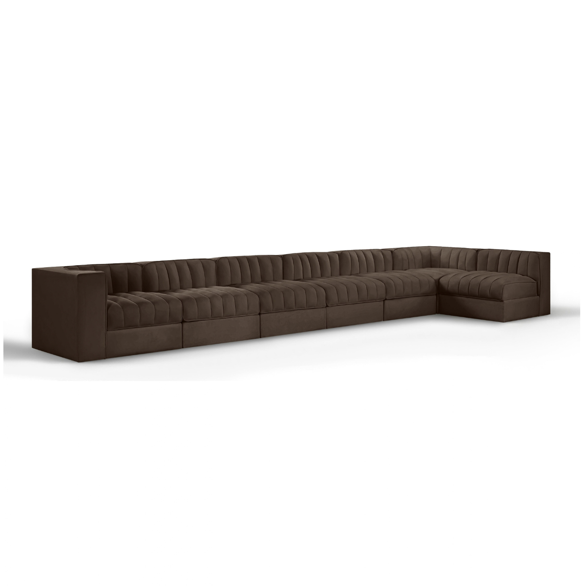 Rummi Brown Velvet Performance Fabric Upholstered 7pc. Modular Sectional, primary product view