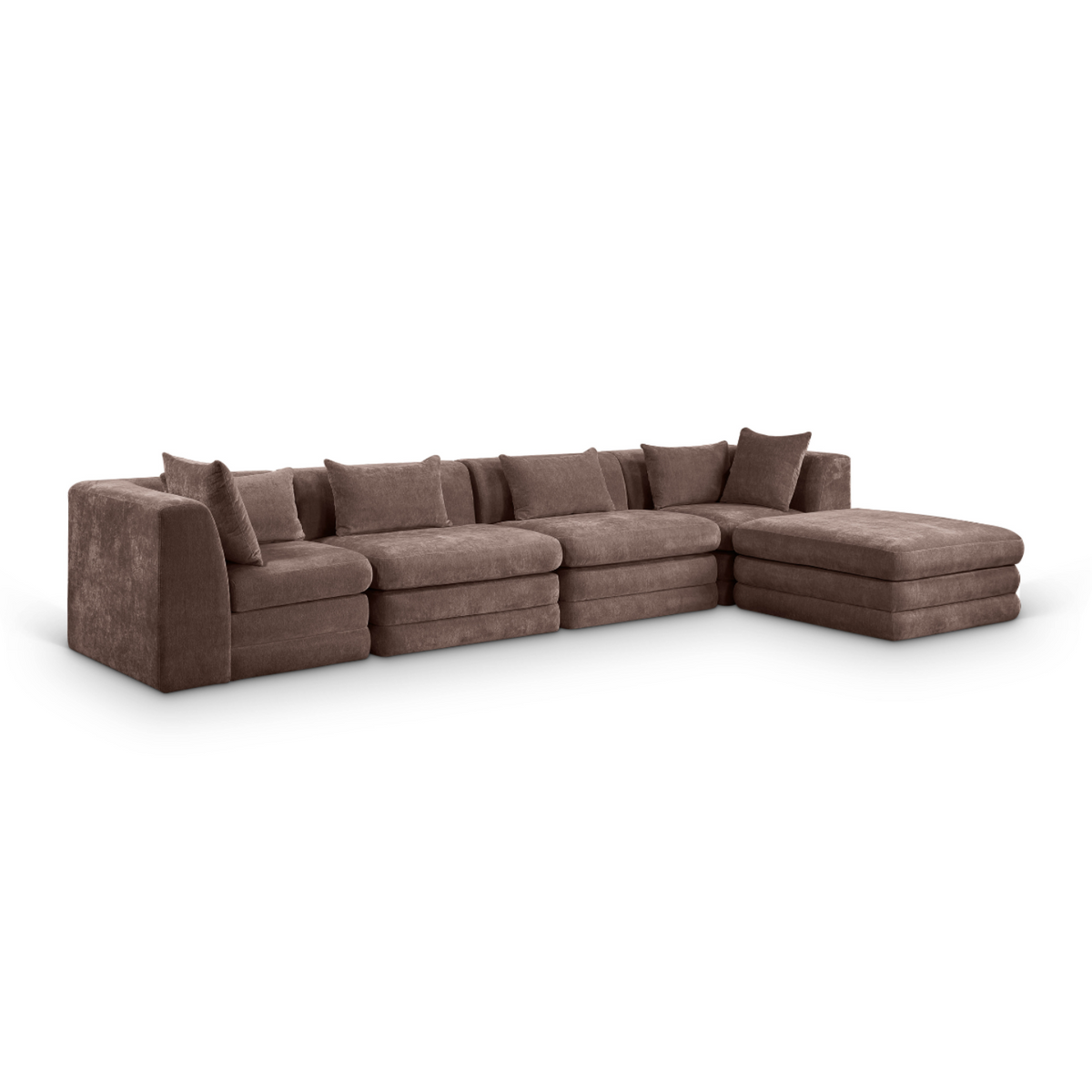 Stellar 152" Brown Chenille Fabric Upholstered 5Pc. Modular Sectional, primary product view