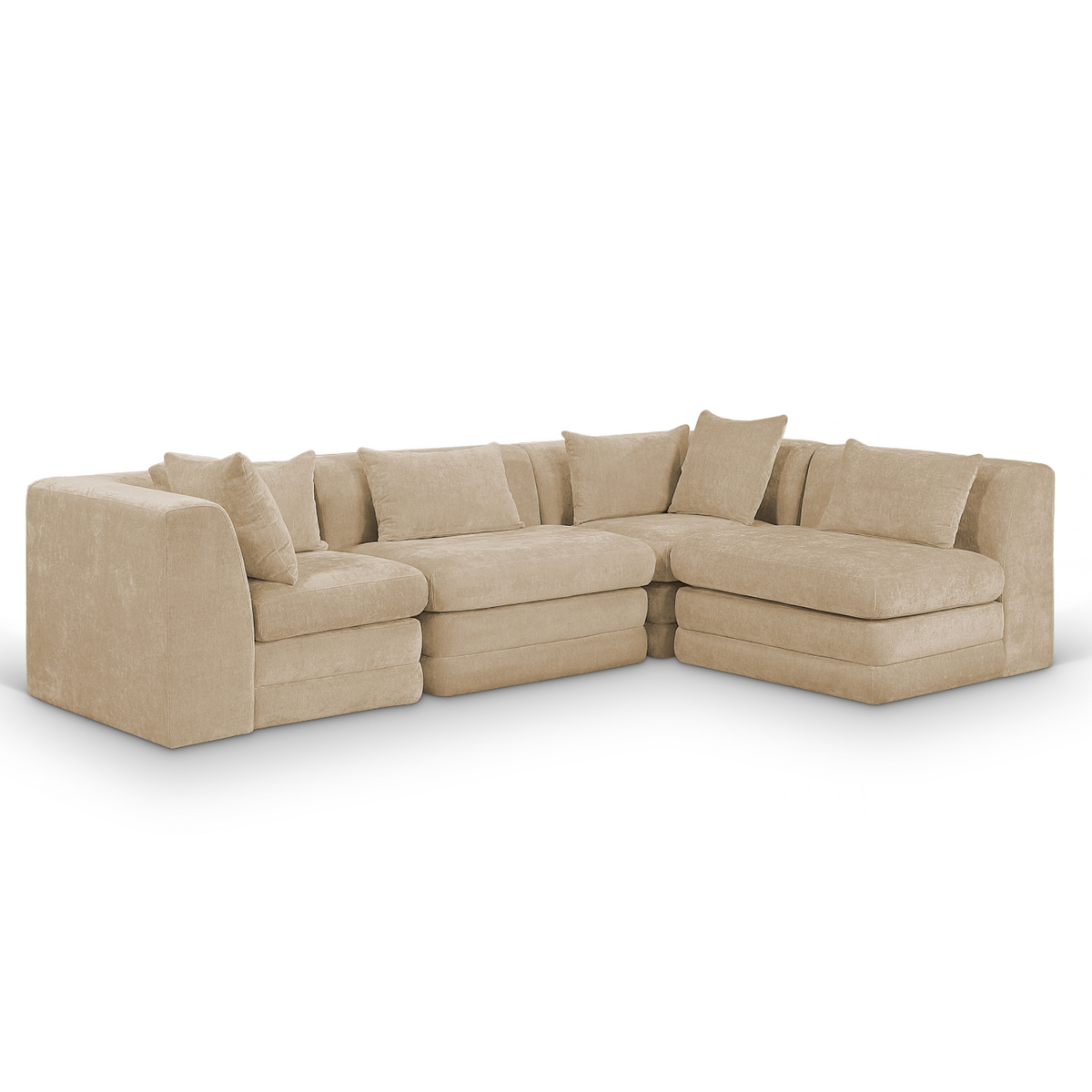 Stellar 114" Beige Chenille Fabric Upholstered 4Pc. Modular Sectional, primary product view