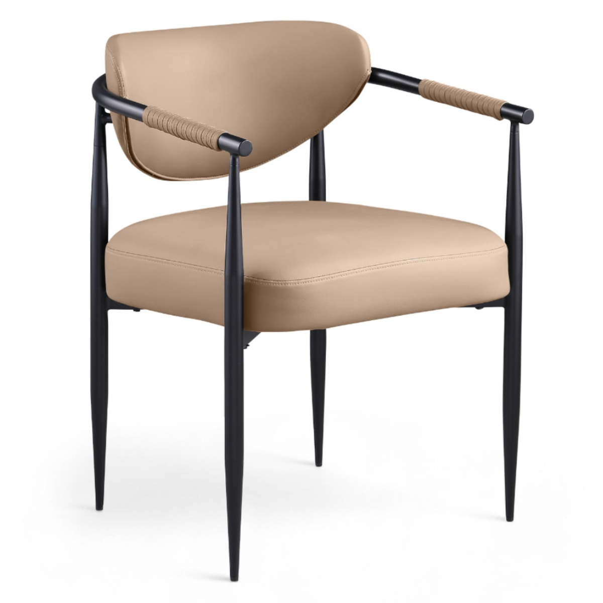 Virella Tan Vegan Leather Upholstered Dining Chair Set of 2