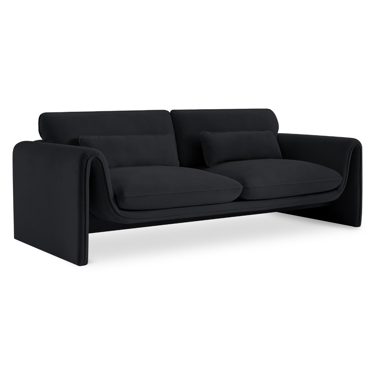 Sloan 8 6in Black Velvet Upholstered Sofa