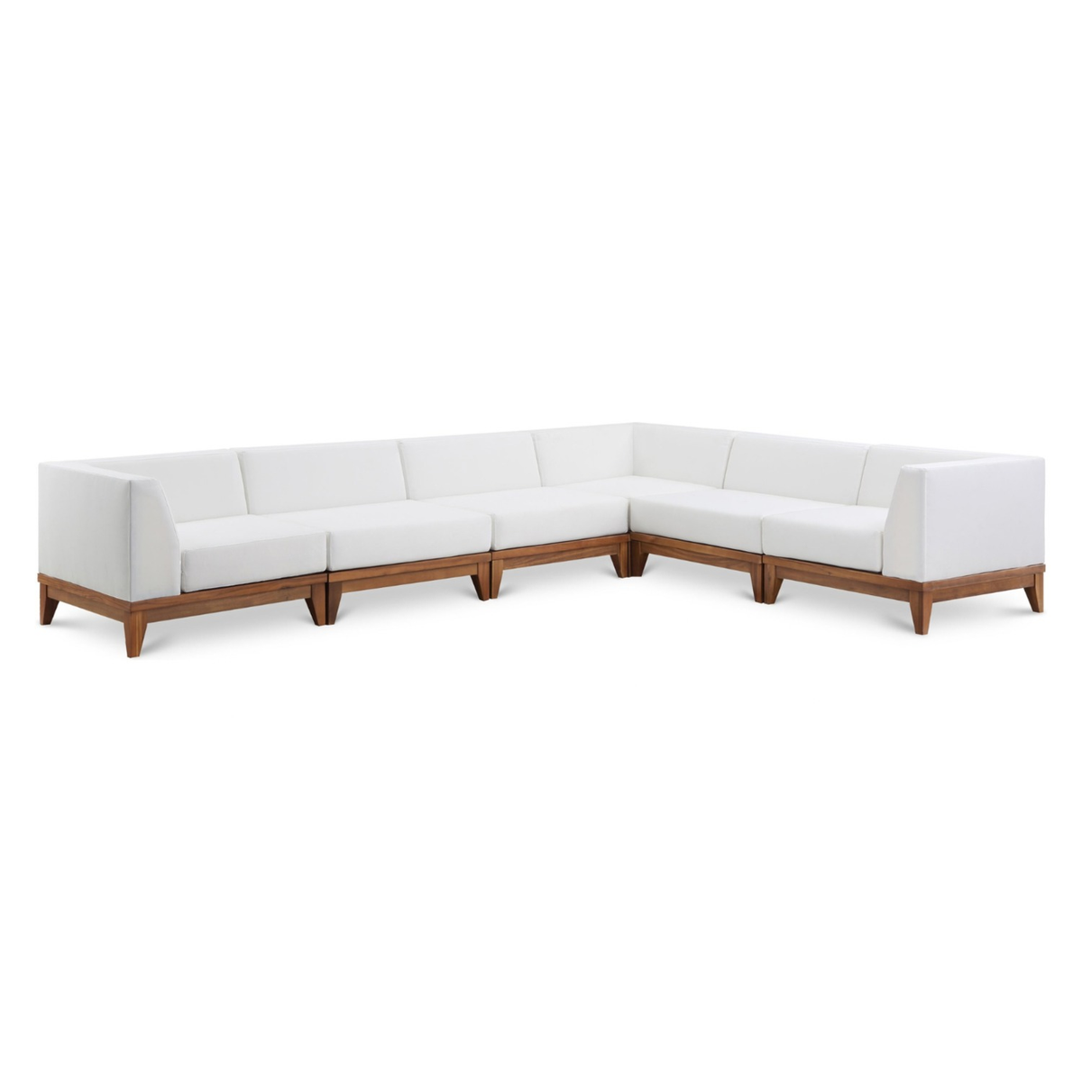 Rio 131in Off White Water Resistant Fabric Upholstered 6 Piece Patio Modular Sectional Sofa
