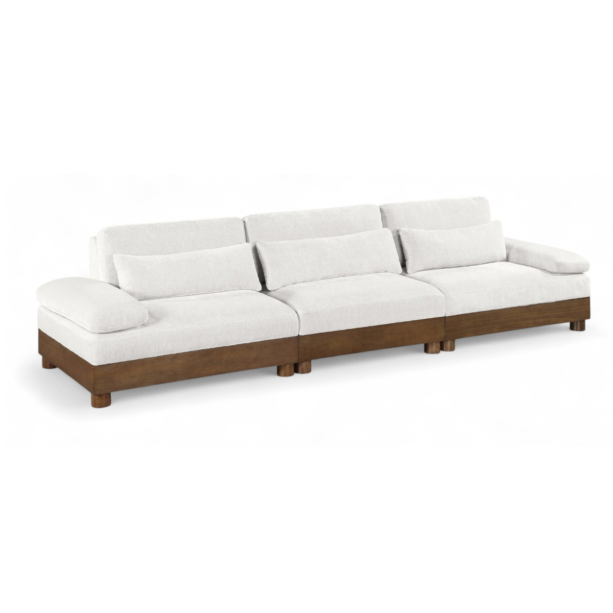 Turin 13 5 .5in Cream Chenille Fabric Upholstered 3 Piece. Modular Sofa