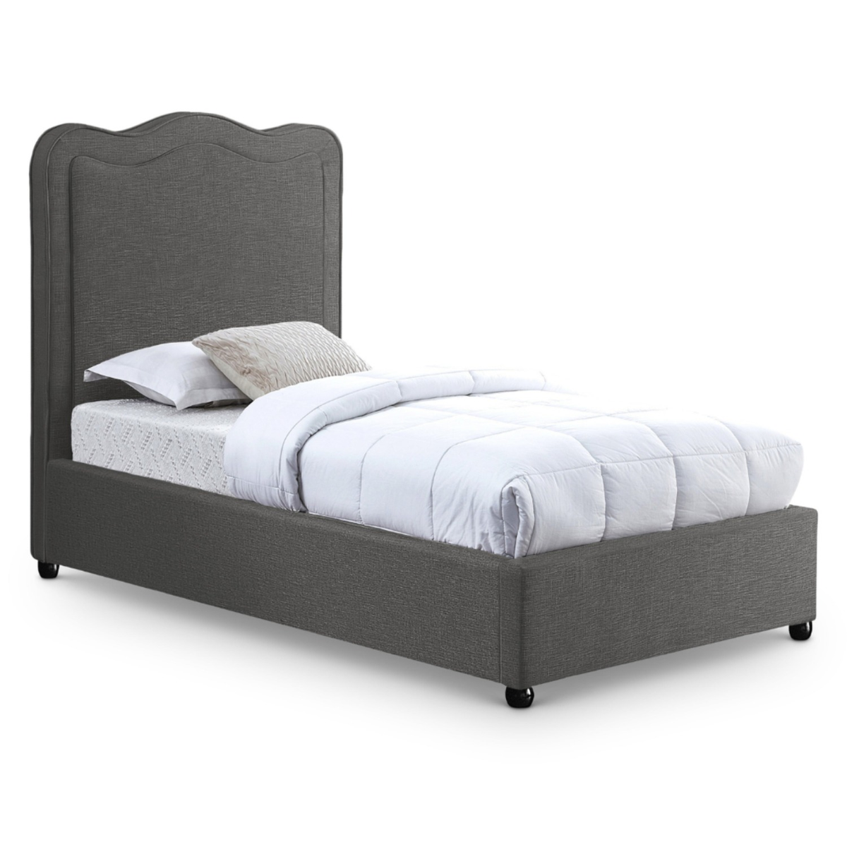 Felix Grey Linen Textured Fabric Upholstered Bed
