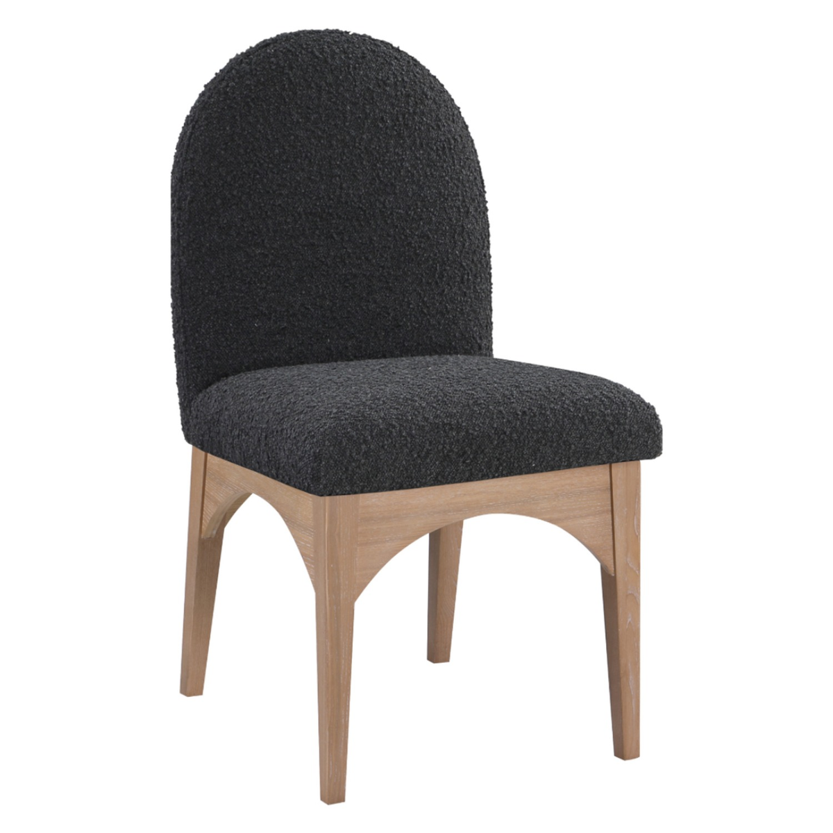 Waldorf Black Boucle Fabric Upholstered Dining Side Chair Set of 2