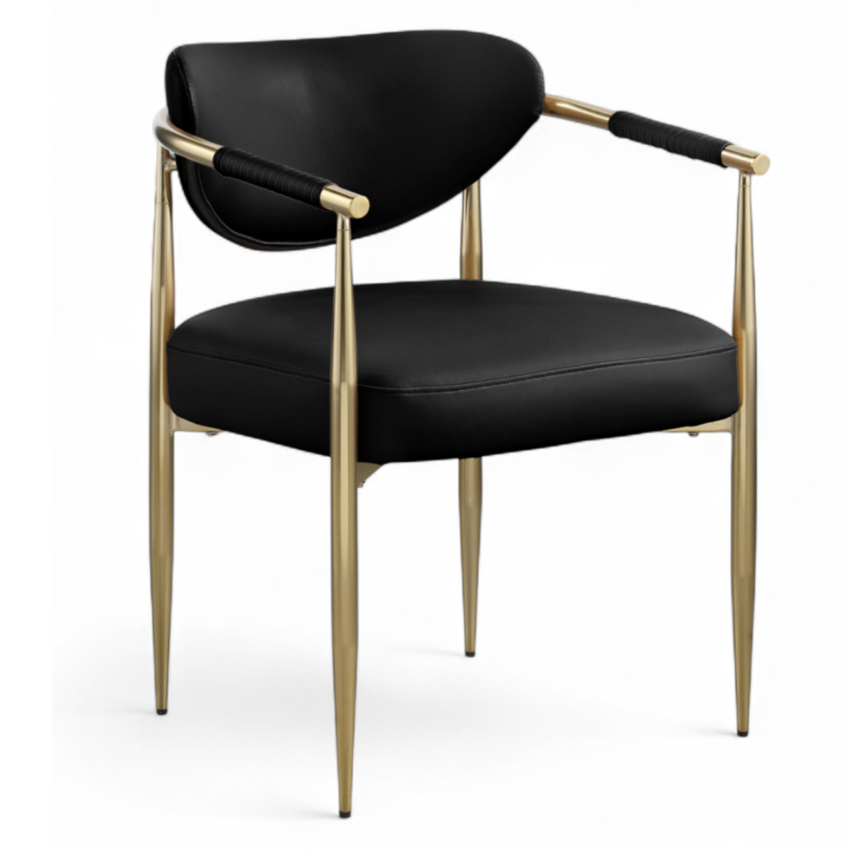 Virella Black Vegan Leather Upholstered Dining Chair Set of 2