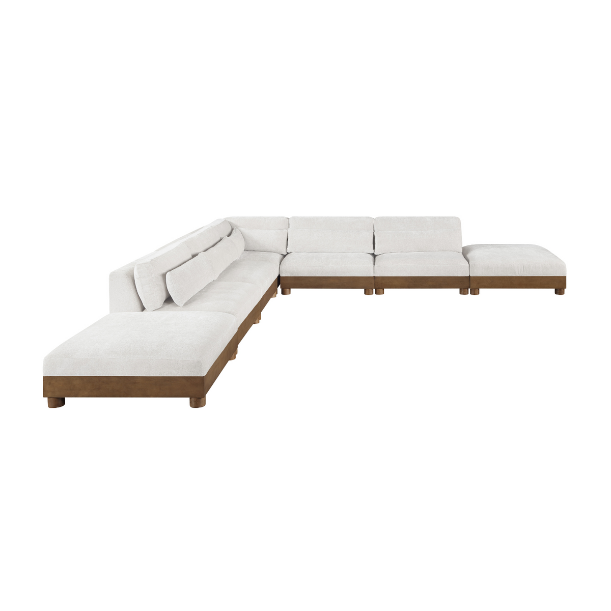 Turin 160in Cream Chenille Fabric Upholstered 7 Piece Modular Sectional Sofa