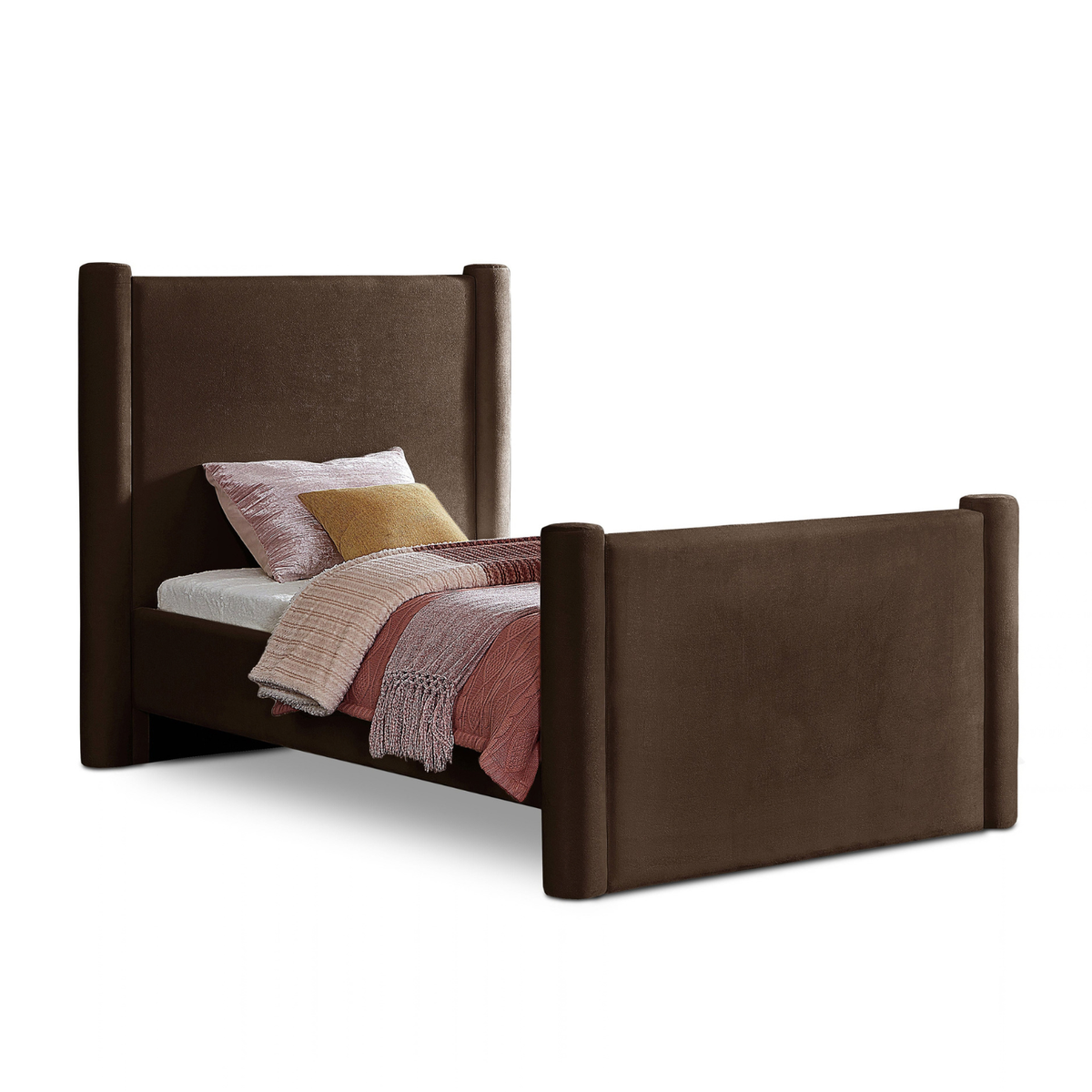 Elias Brown Velvet Upholstered Bed
