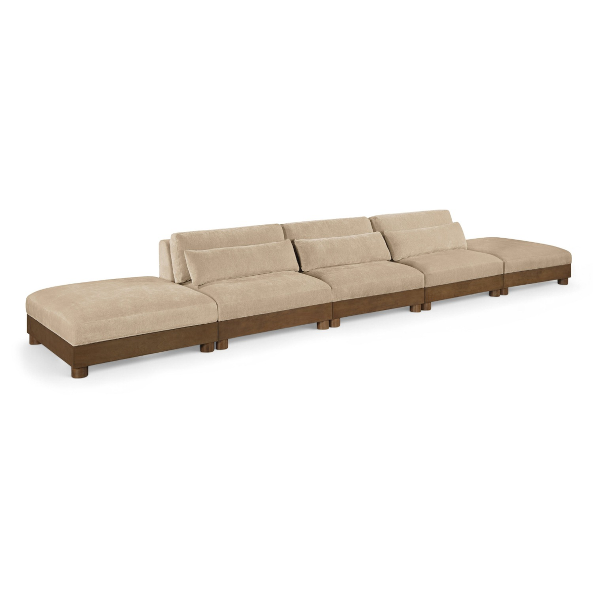 Turin 200in Beige Chenille Fabric Upholstered 5 Piece Modular Sofa