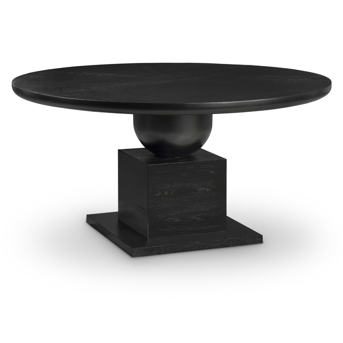 Rishal 60in Black Solid Wood And Oak Veneer Dining Table