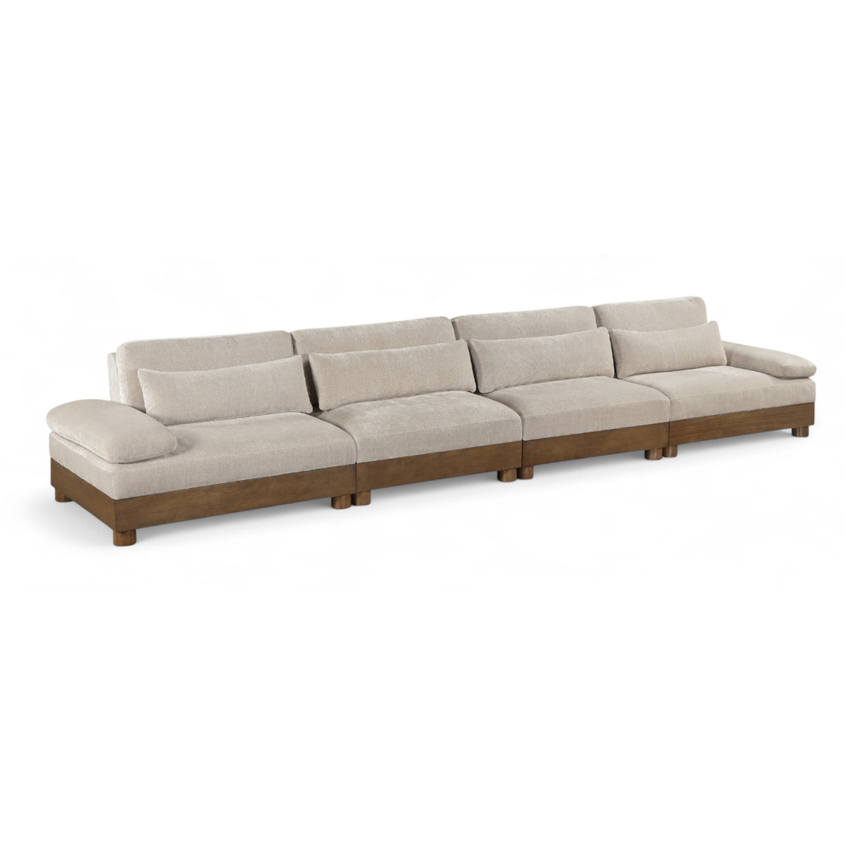 Turin 17 5 .5in Taupe Chenille Fabric Upholstered 4 Piece. Modular Sofa