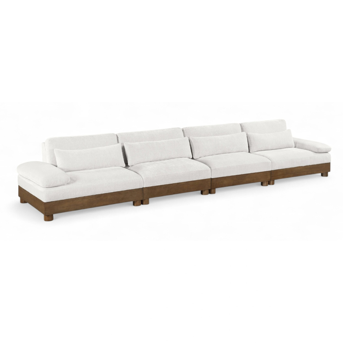 Turin 175.5in Cream Chenille Fabric Upholstered 4 Piece Modular Sofa