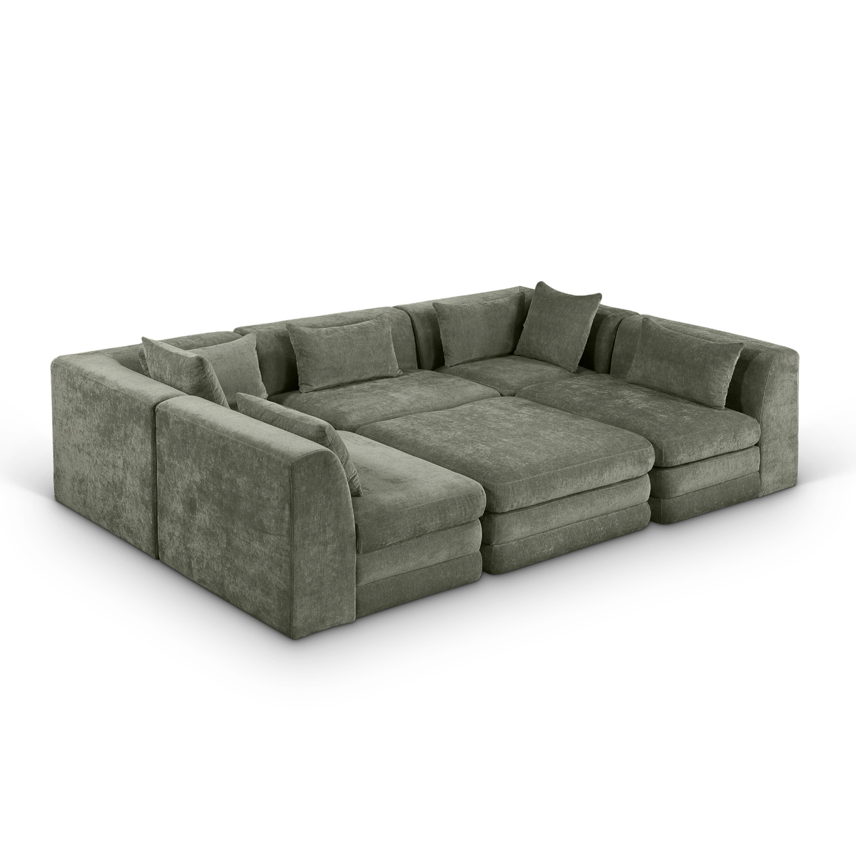 Stellar 114" Green Chenille Fabric Upholstered 6Pc. Modular Sectional, primary product view