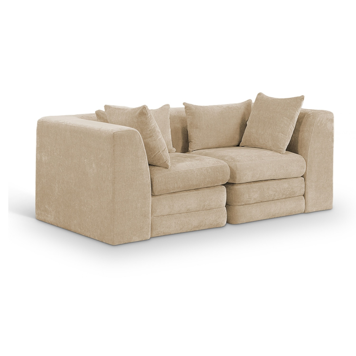Stellar 76in Beige Chenille Fabric Upholstered 2Piece Modular Sofa