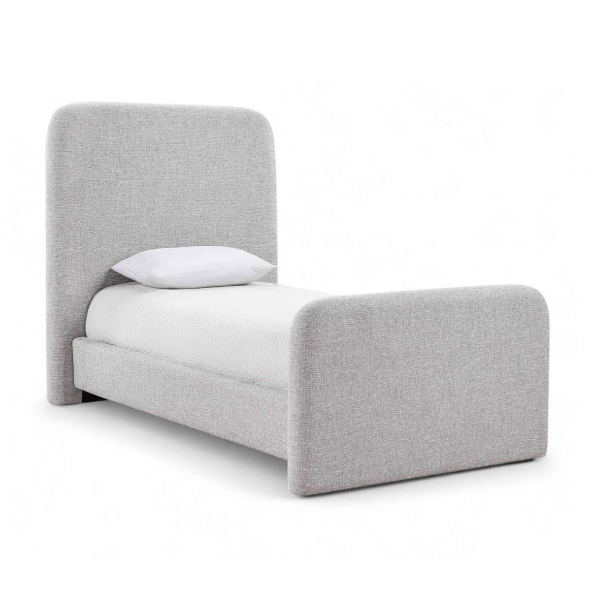 Fira Grey Linen Textured Fabric Upholstered Bed