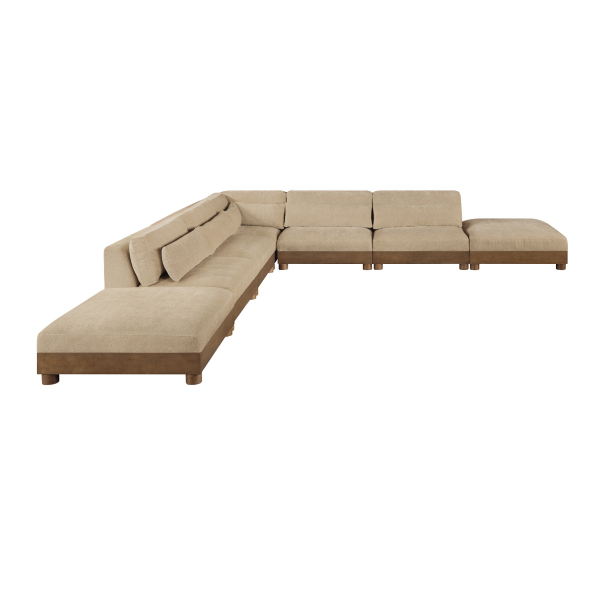 Turin 160in Beige Chenille Fabric Upholstered 7 Piece Modular Sectional Sofa