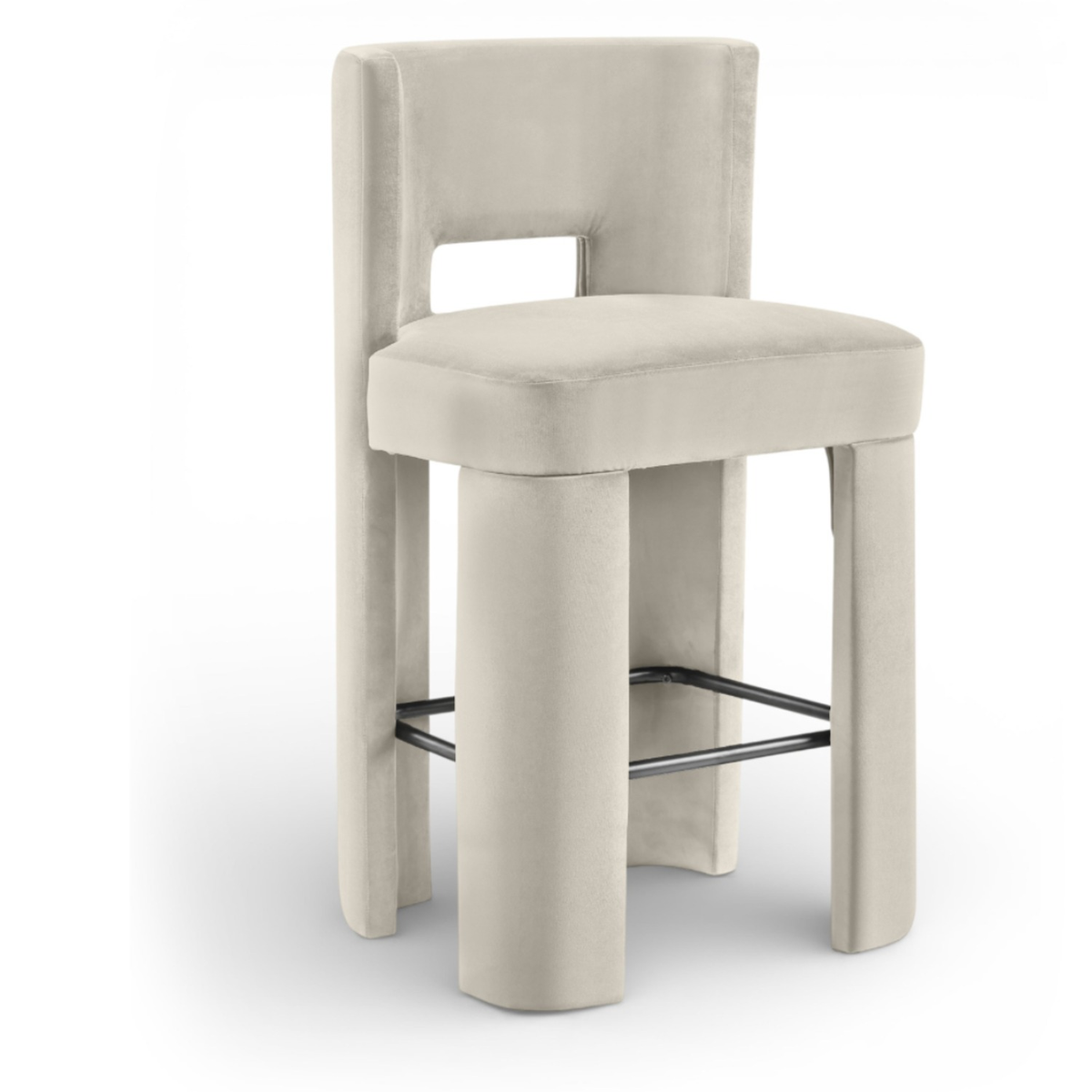 Zuno Cream Velvet Performance Fabric Upholstered Bar Stool Set of 2