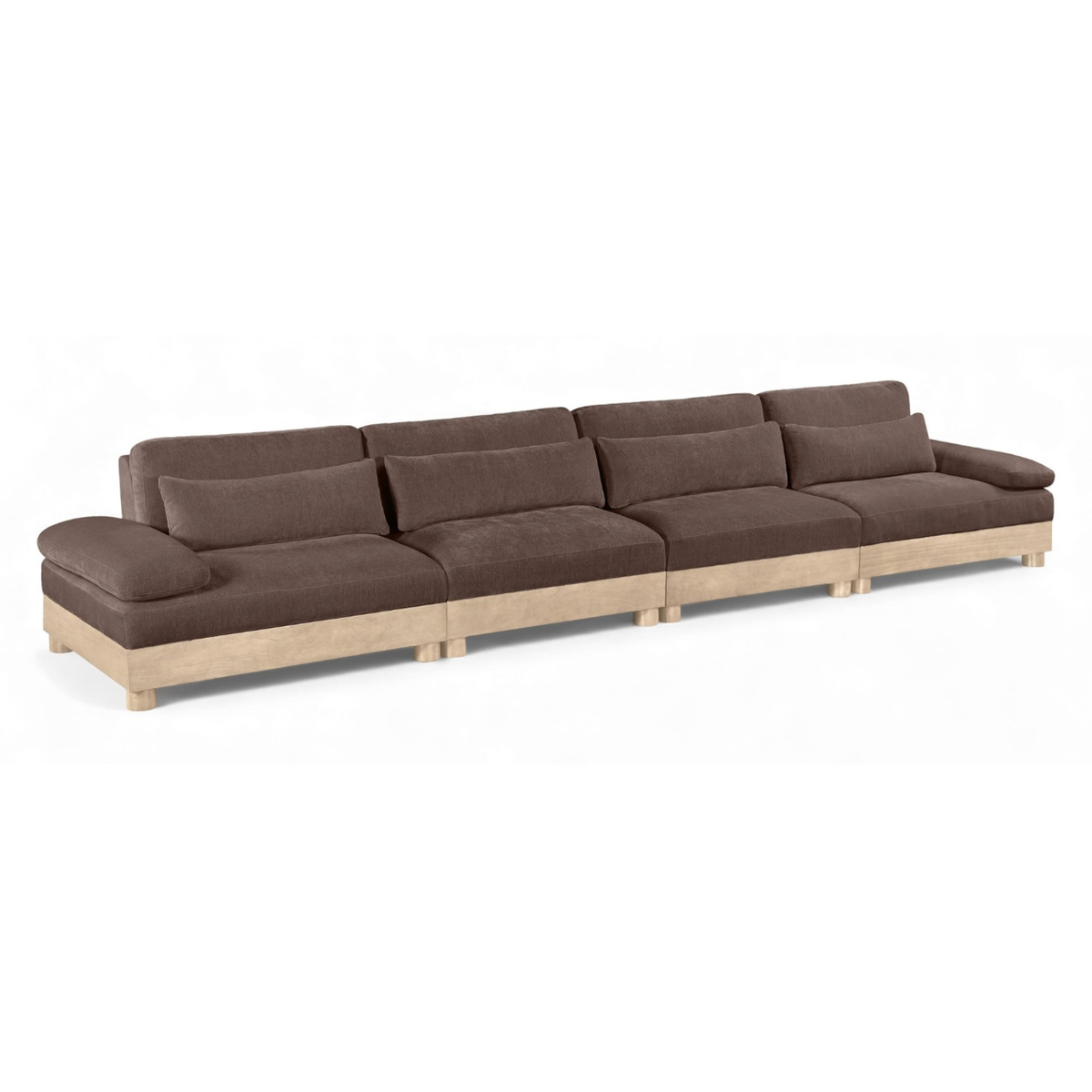Turin 17 5 .5in Brown Chenille Fabric Upholstered 4 Piece. Modular Sofa