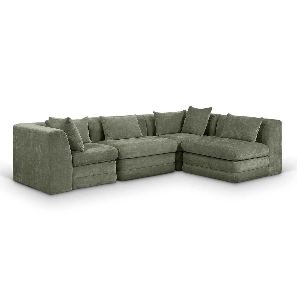 Stellar 114" Green Chenille Fabric Upholstered 4Pc. Modular Sectional, primary product view
