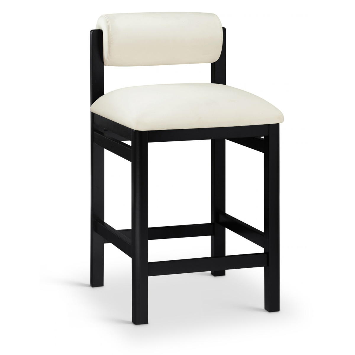 Roundhill Cream Vegan Leather Upholstered Counter Stool Set of 2
