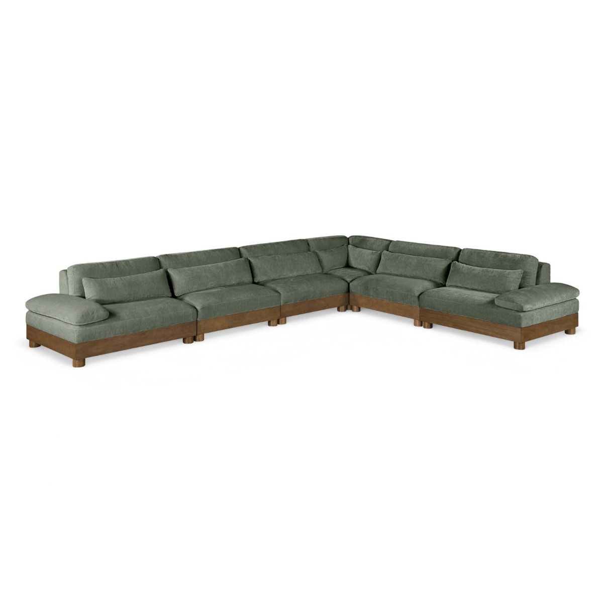 Turin 167.75in Green Chenille Fabric Upholstered 6 Piece Modular Sectional Sofa