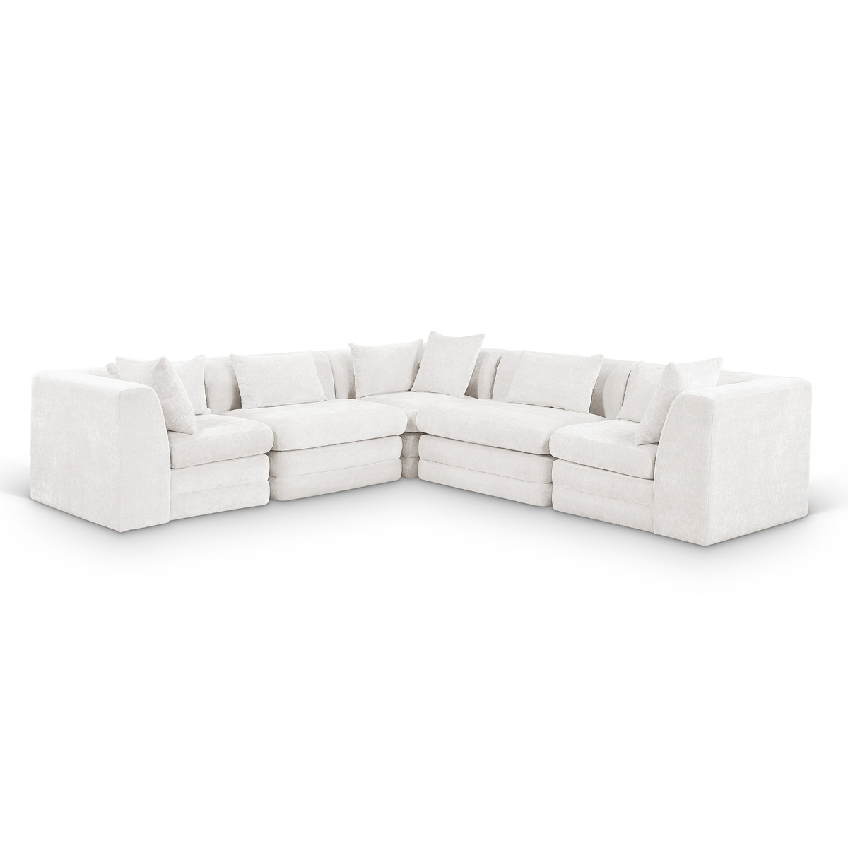 Stellar 114" Cream Chenille Fabric Upholstered 5Pc. Modular Sectional, primary product view