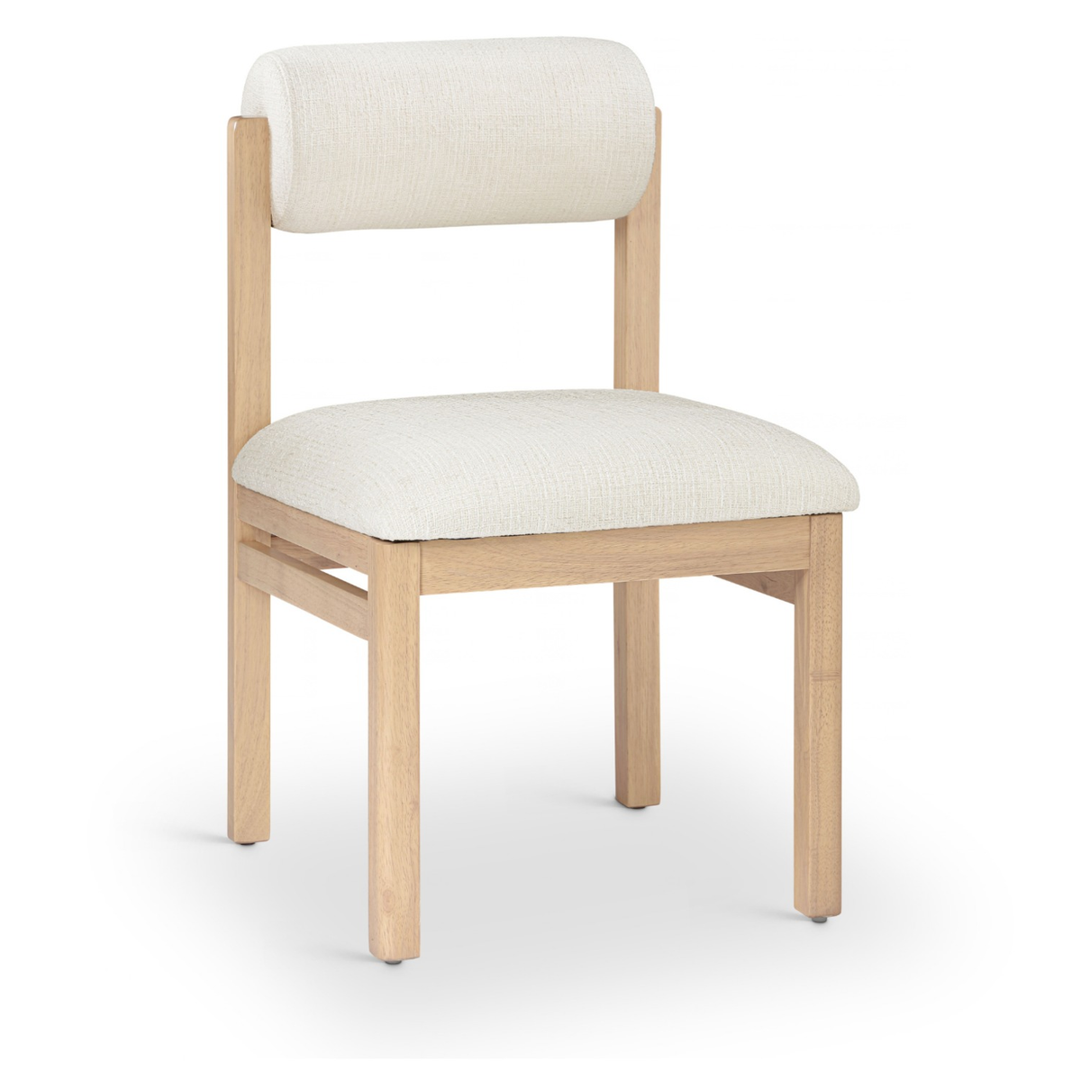 Roundhill Cream Linen Textured Fabric Upholstered Dining Chair, Set of 2, primary product view