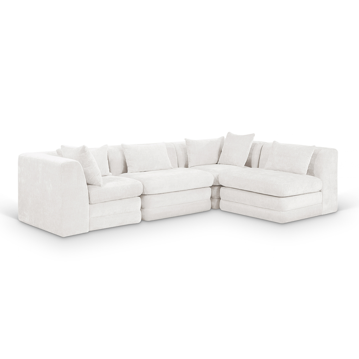Stellar 114" Cream Chenille Fabric Upholstered 4Pc. Modular Sectional, primary product view