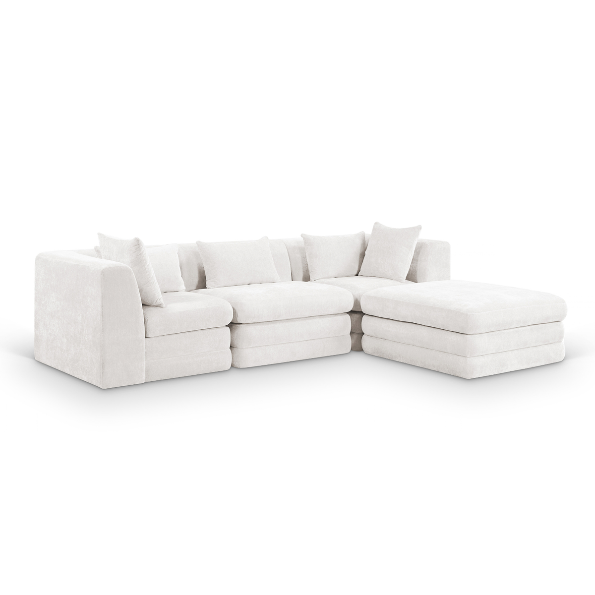 Stellar 114" Cream Chenille Fabric Upholstered 4Pc. Modular Sectional, primary product view