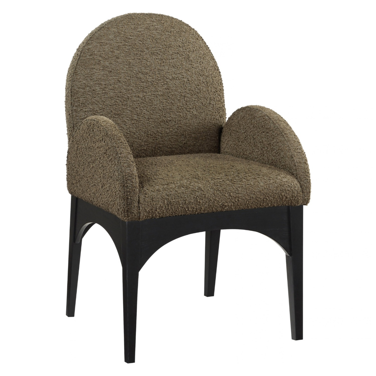 Waldorf Olive Boucle Fabric Upholstered Dining Arm Chair, primary product view