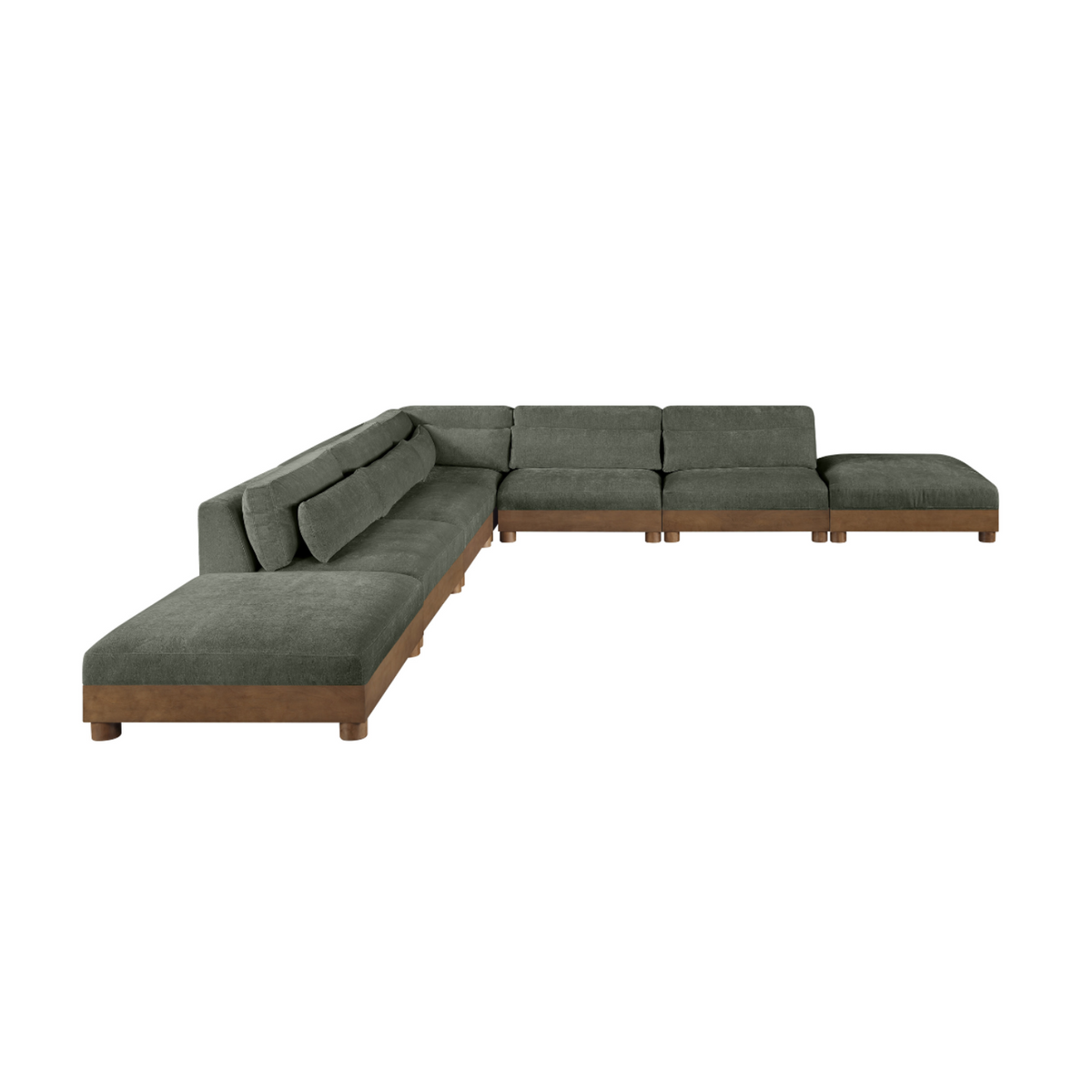 Turin 160in Green Chenille Fabric Upholstered 7 Piece Modular Sectional Sofa