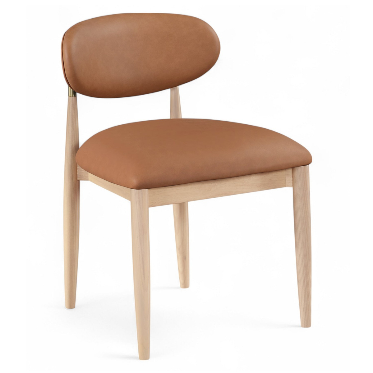 Riccio Cognac Vegan Leather Upholstered Dining Side Chair, Set of 2, primary product view
