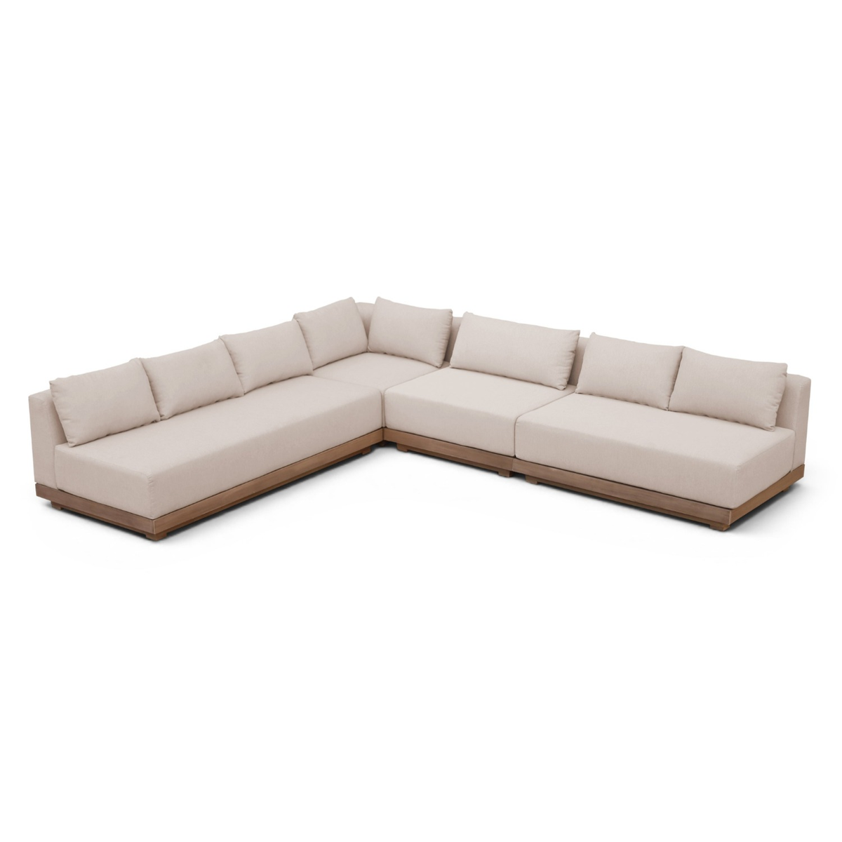 Solace Beige Olefin Performance Fabric 4 Piece Outdoor Patio Modular Sectional Sofa